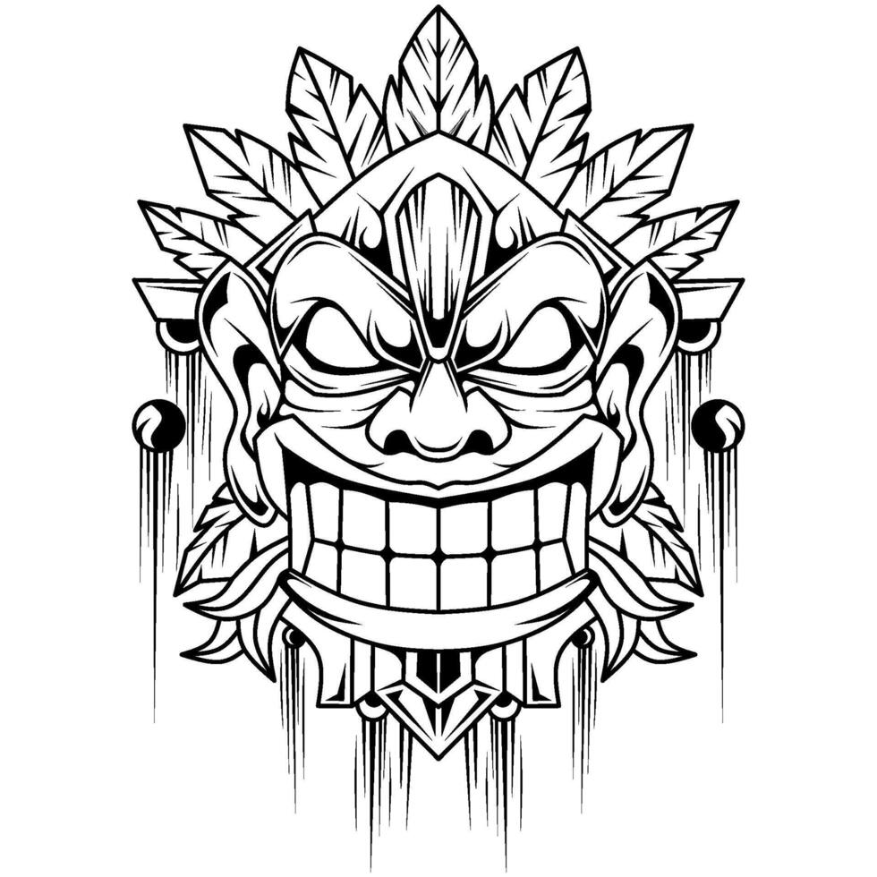 Hand drawn of tiki mask vector