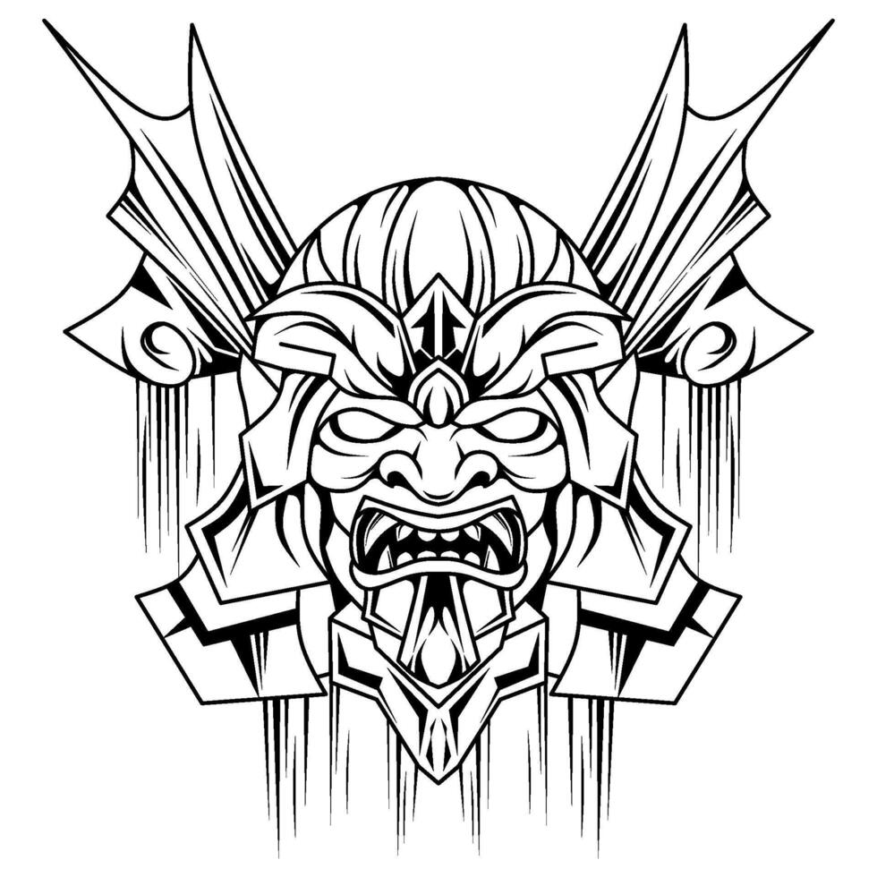 Hand drawn of masked warrior vector