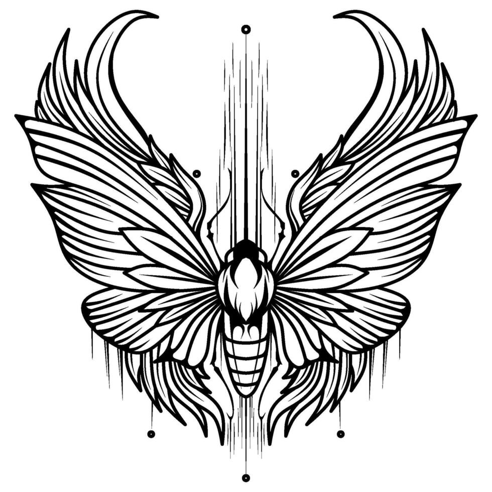 Hand drawn of buterfly tattoo vector