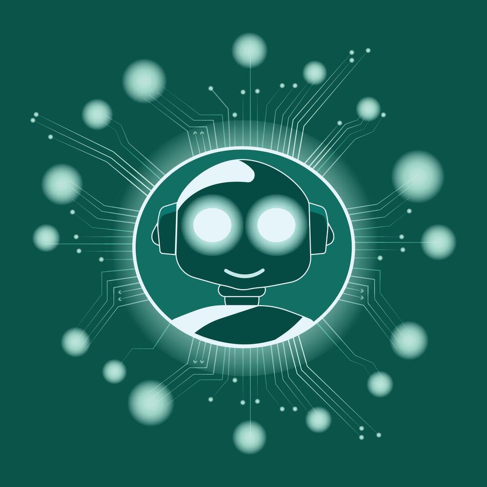 artificial intelligence bot avatar with neon lights vector