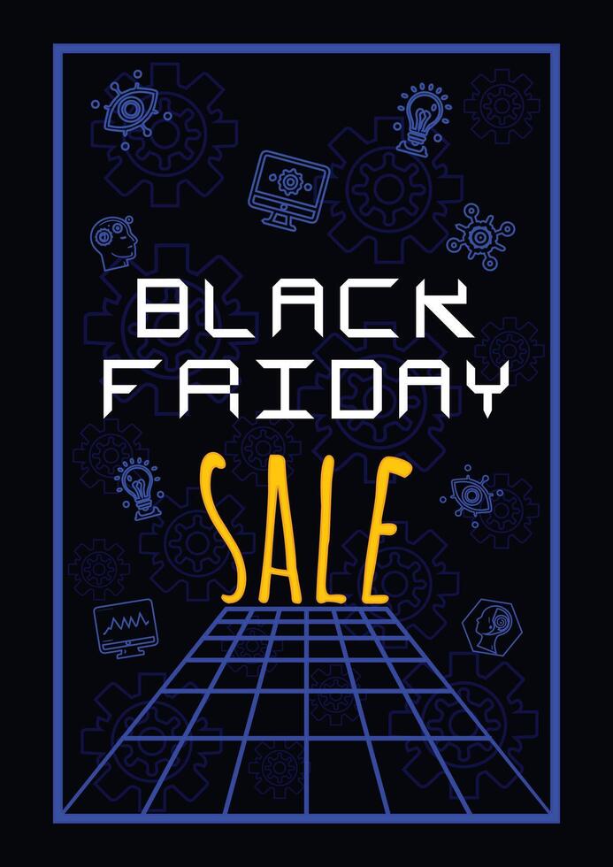 black friday sale neon flyer design vector