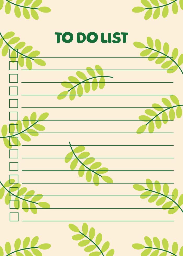 to do list template with leaves flat illustration vector