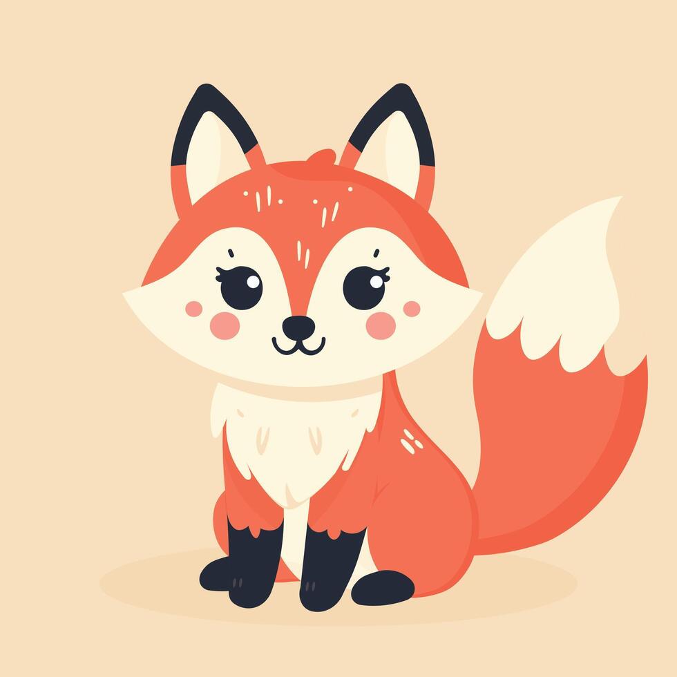cute fox flat illustration vector
