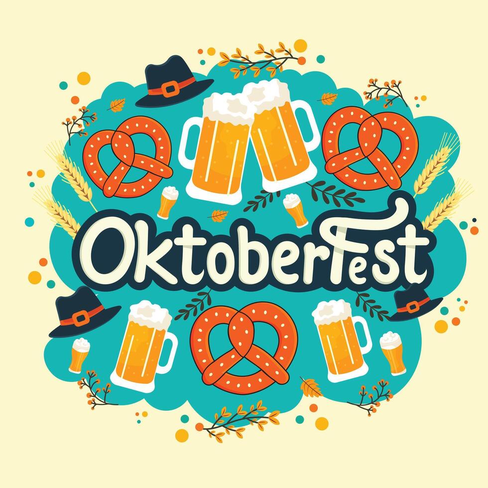 Octoberfest flat illustration isolated on white background vector