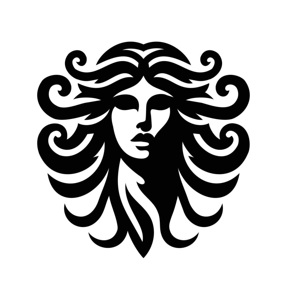 The Gorgon Medusa silhouette logo isolated on white background vector