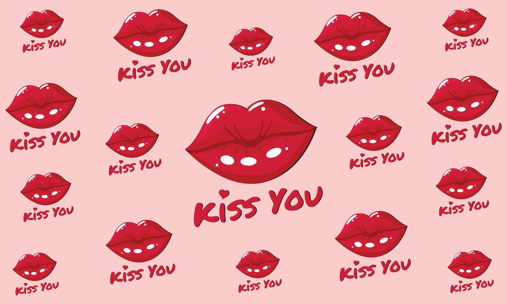 red lips wallpaper design illustration vector