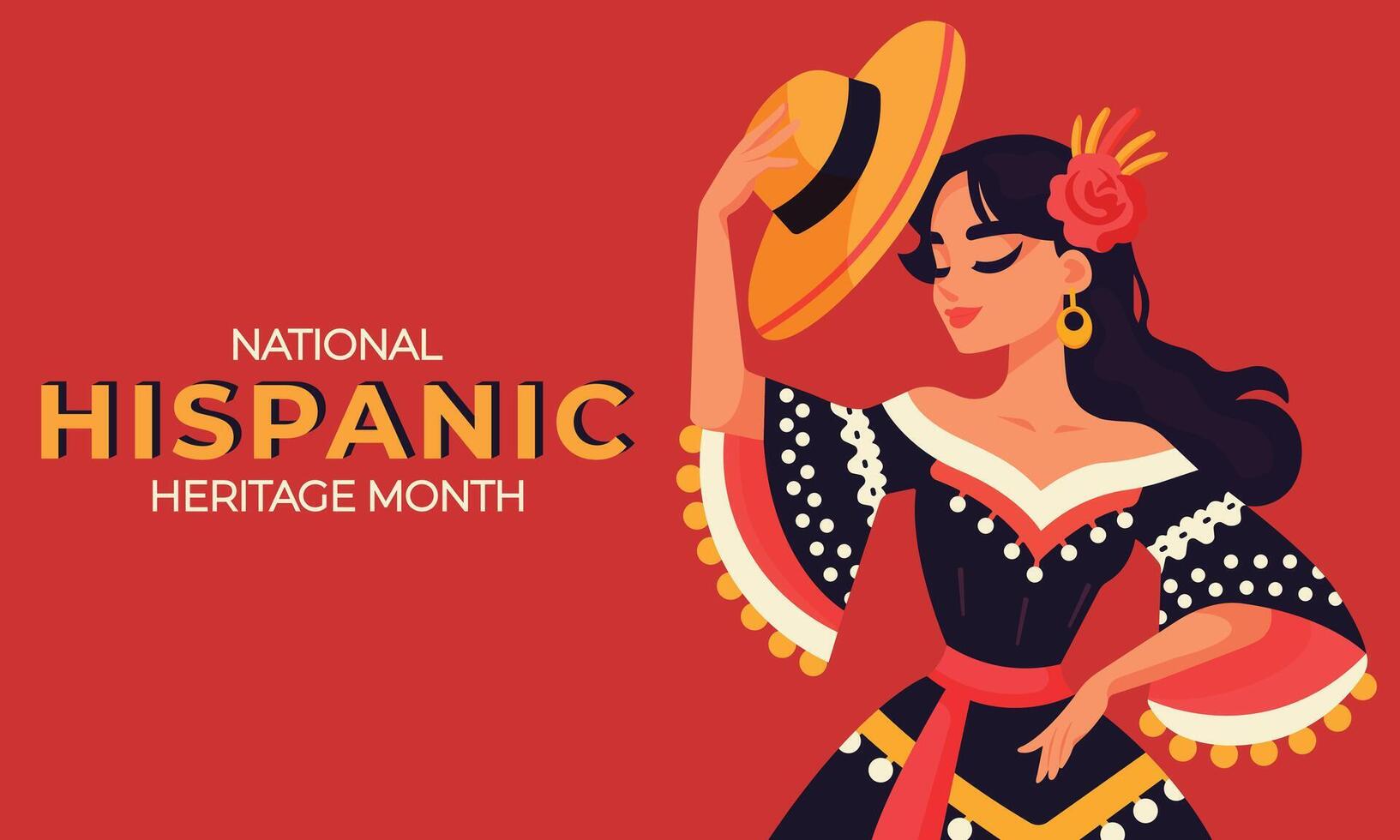 National Hispanic Heritage Month illustration with dancing woman vector