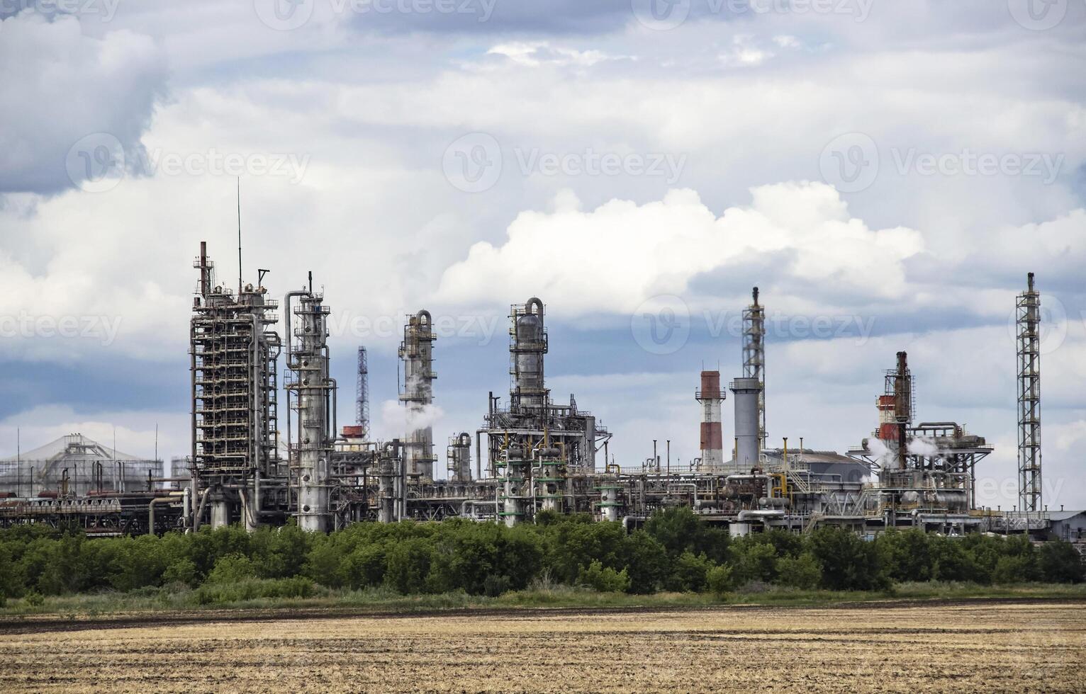 Large area industrial zone of modern chemical industry. photo