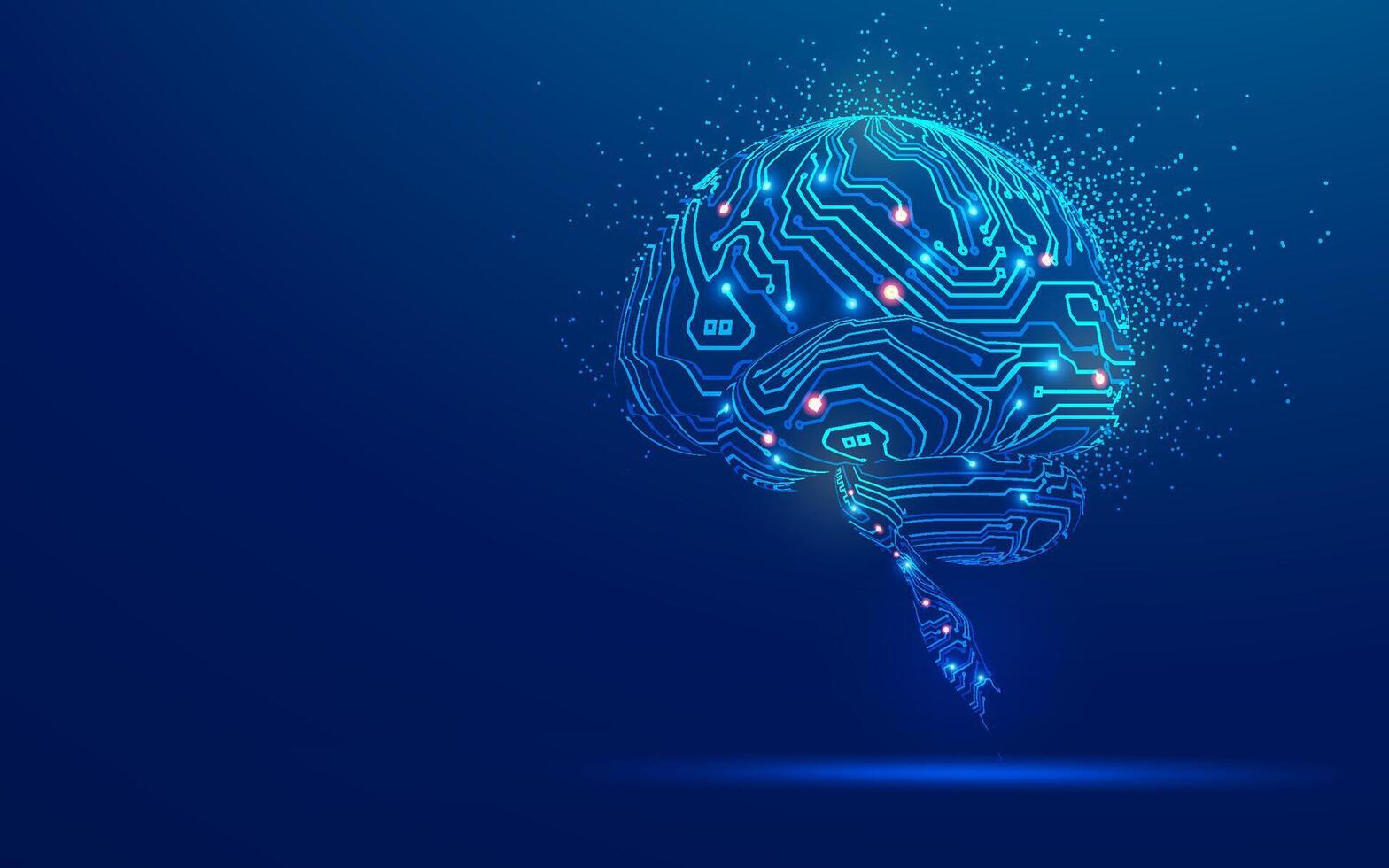 concept of neurology or deep learning, graphic of brain shape combined with electronic pattern vector
