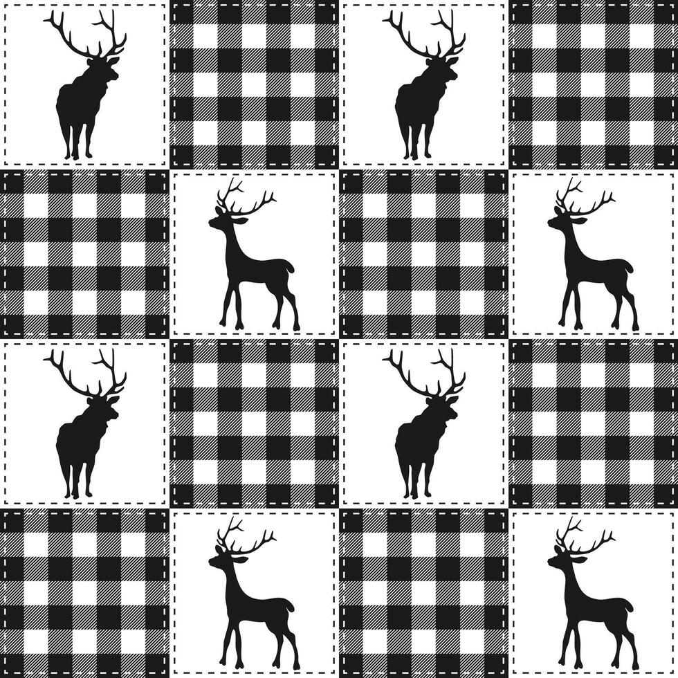 Christmas Patchwork Buffalo Check Plaid Quilt Seamless Pattern vector