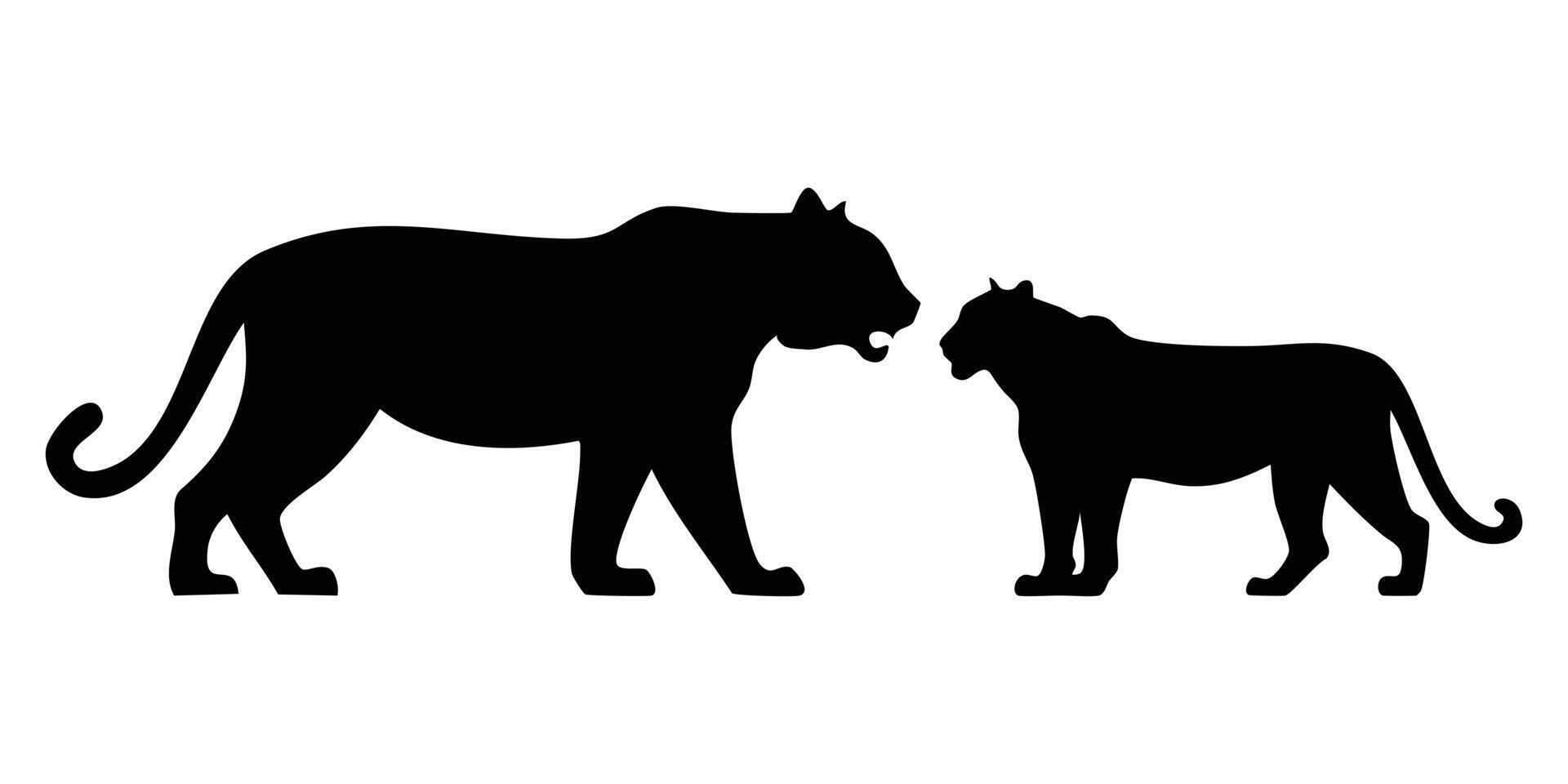 Tiger silhouette illustration art design. Tiger logo icon image, tiger icon set vector
