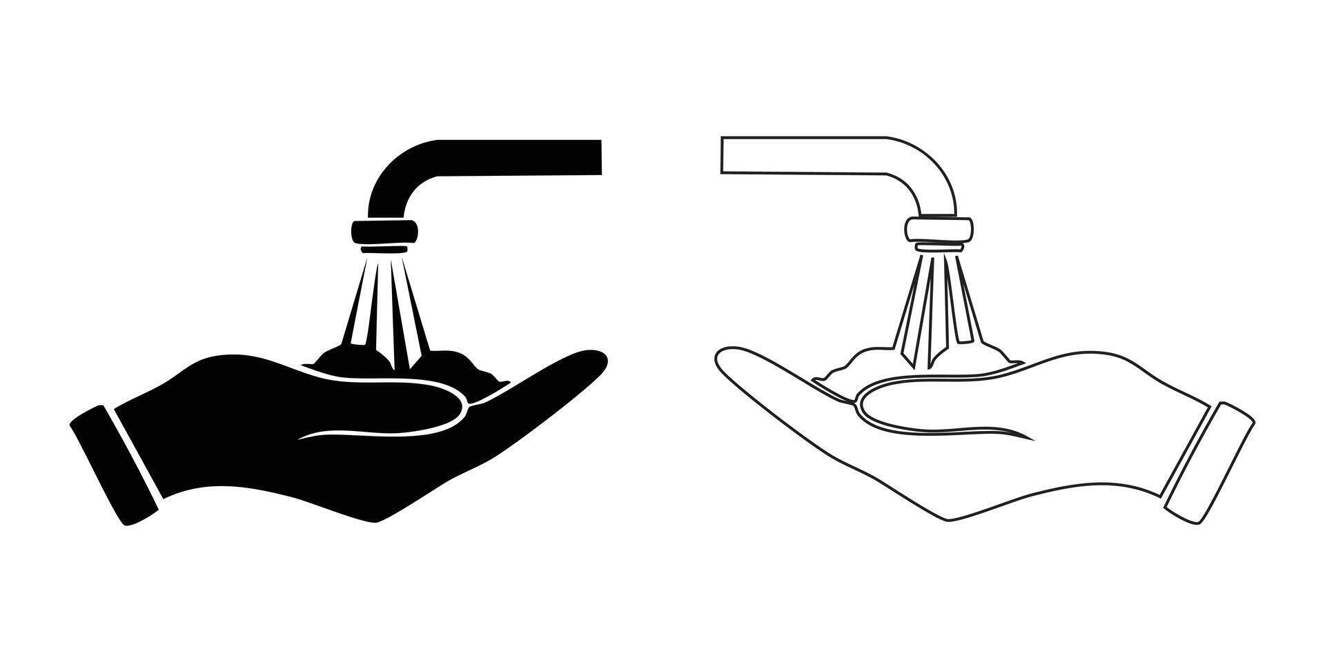 tap - icon, silhouette design, water tap set. vector