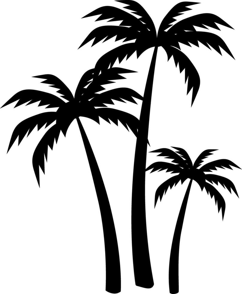 Silhouettes of three palm trees. vector