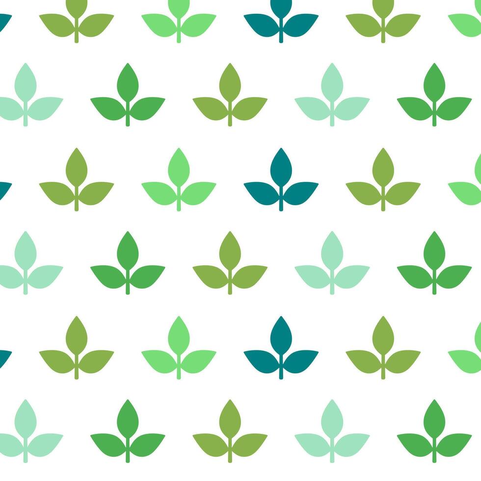 Ecology seamless pattern. Green leaves icon repeat on white. For cover, wrapping paper, textile print. vector