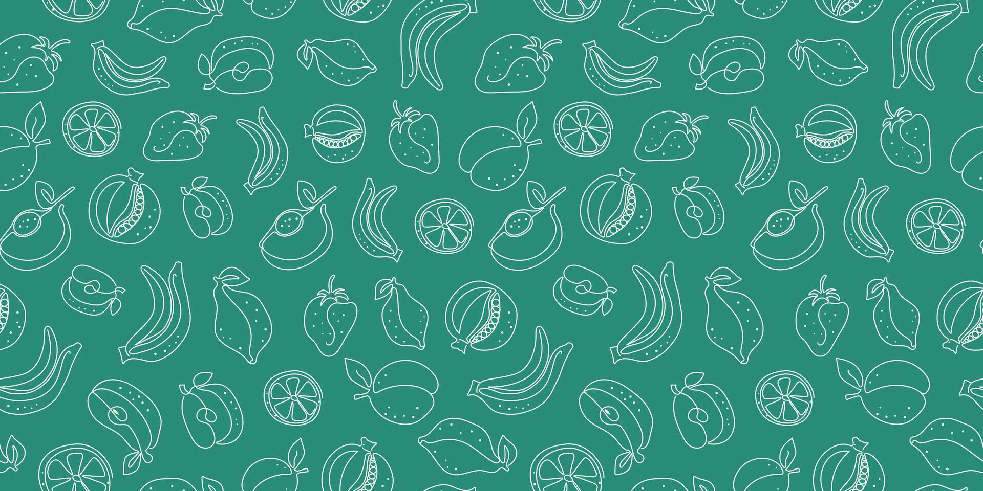 Abstract seamless pattern, fruits. Line art. Repeating background for textiles, packaging, wallpaper vector