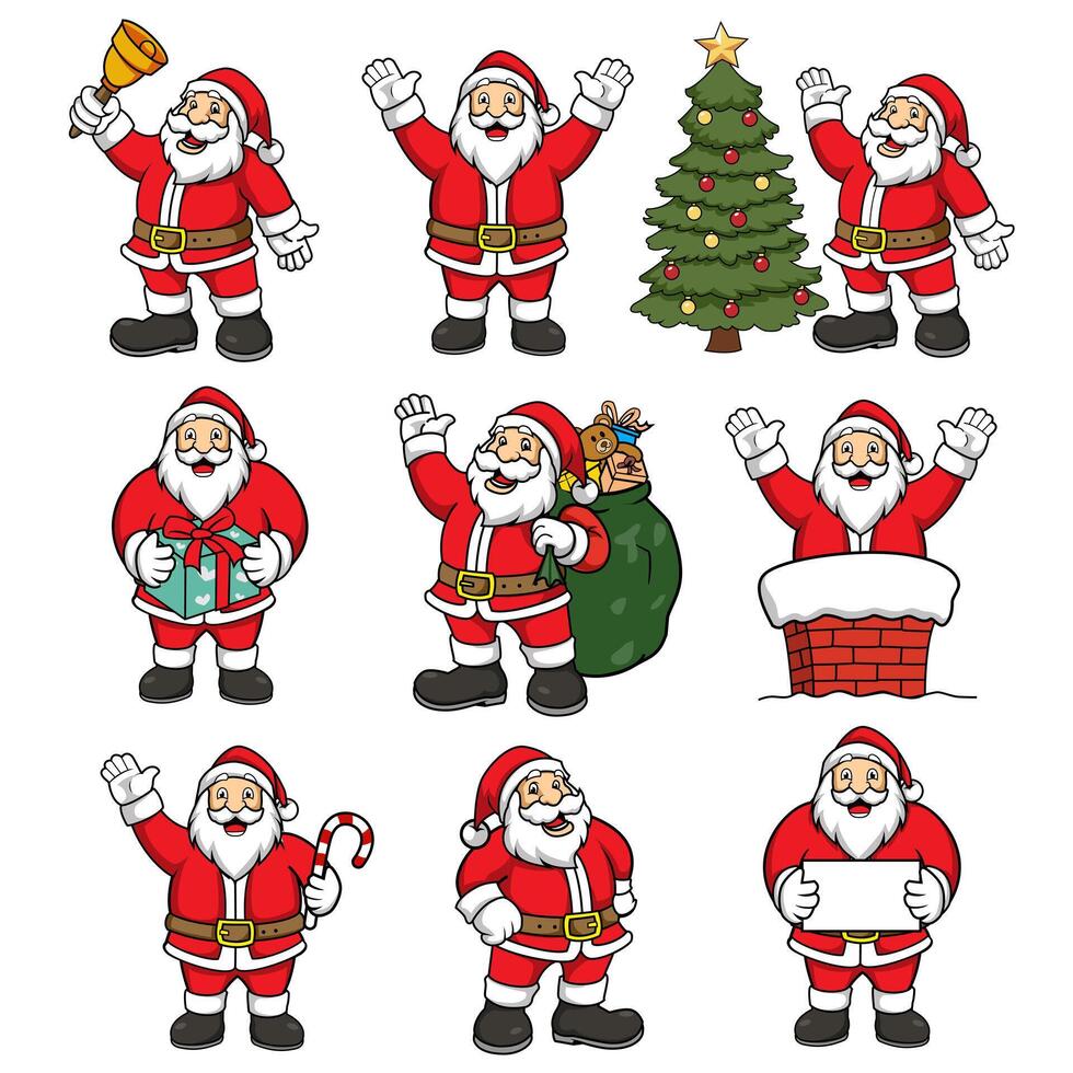 Set of christmas Santa Claus. Merry christmas design elements vector