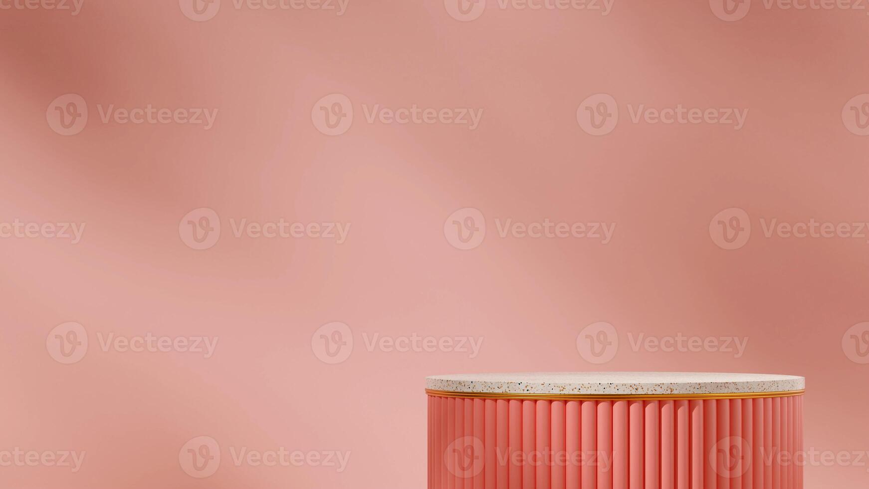 3D image render scene mockup of terrazzo texture and pink podium in landscape with light pink wall photo