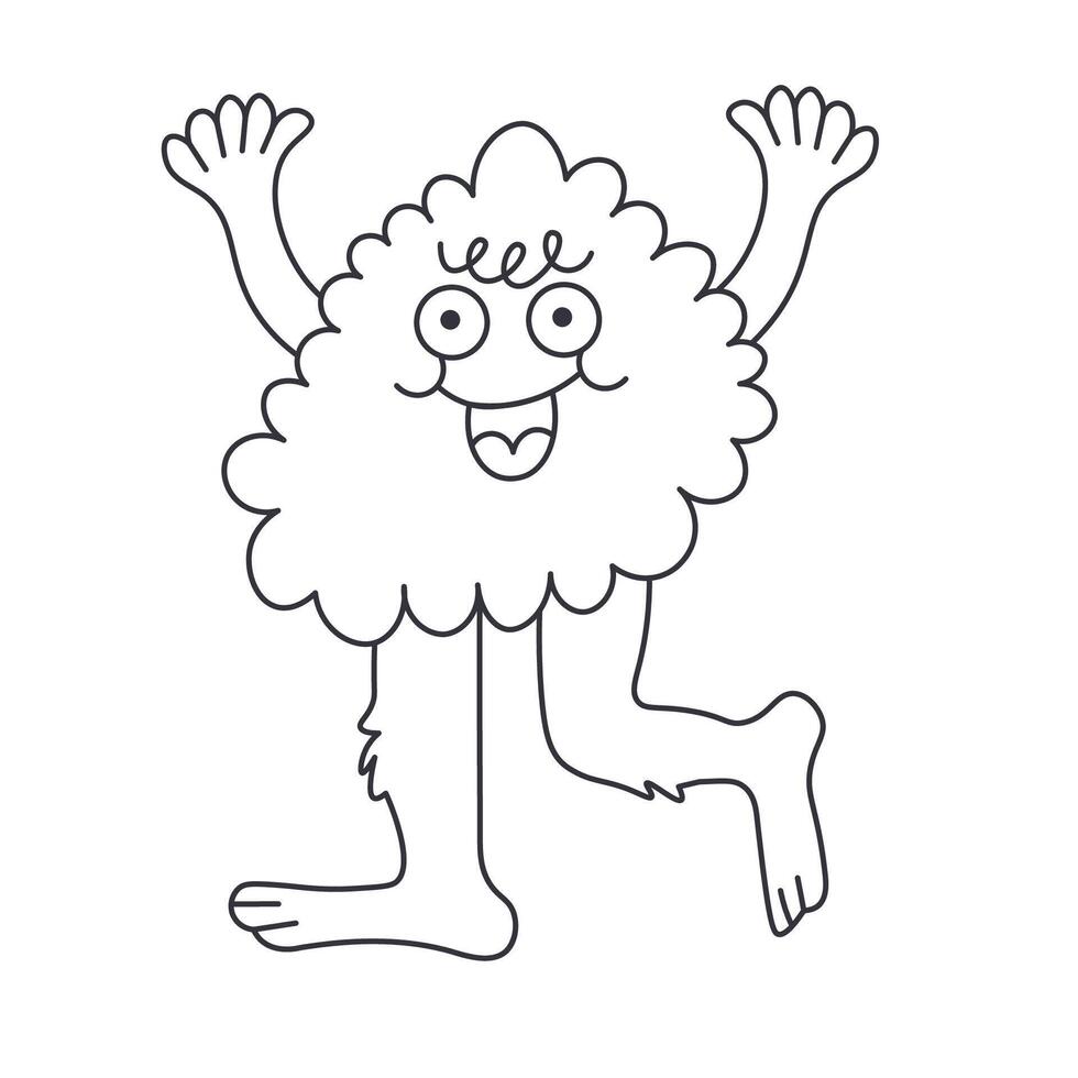 abstract cloudy character in linear groovy doodle style vector