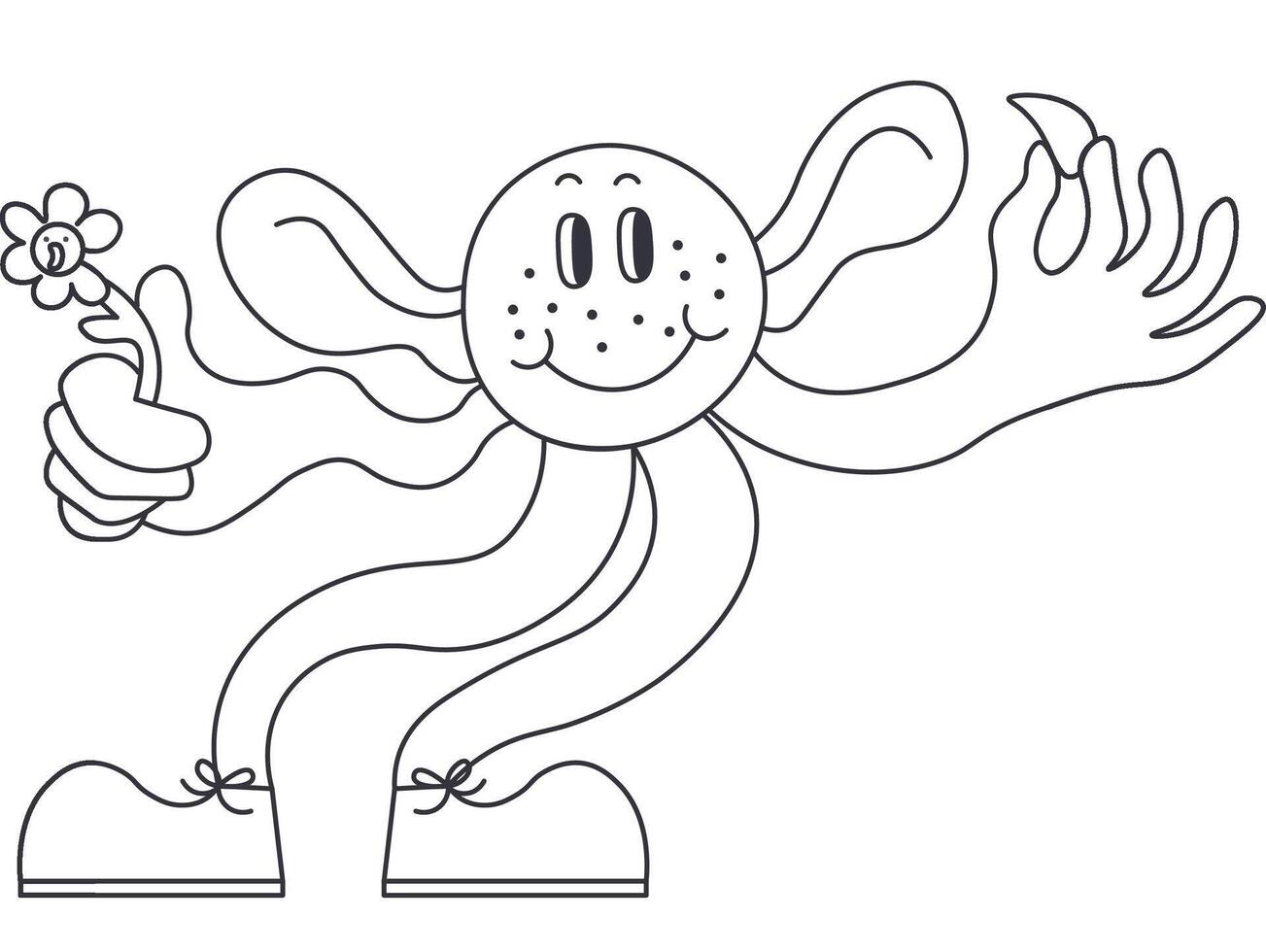 abstract character in linear groovy doodle style vector