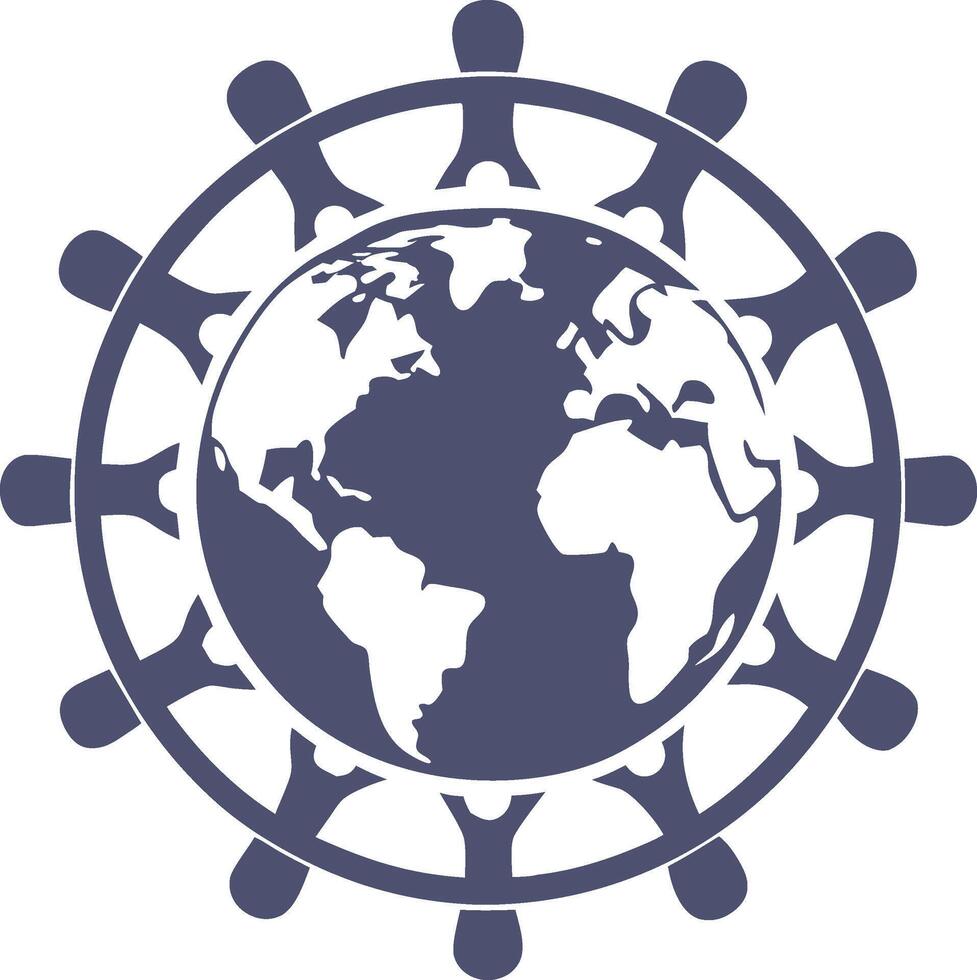 The world is surrounded by people holding hands vector