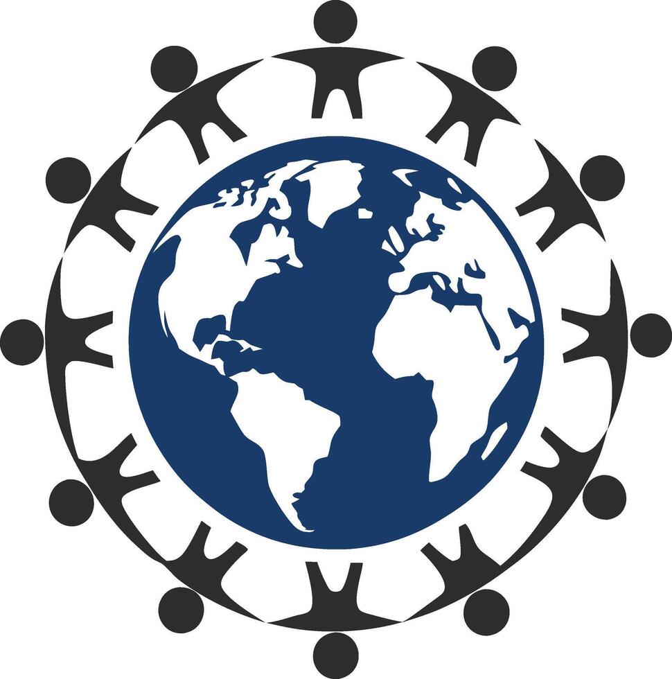 People around the world holding hands vector