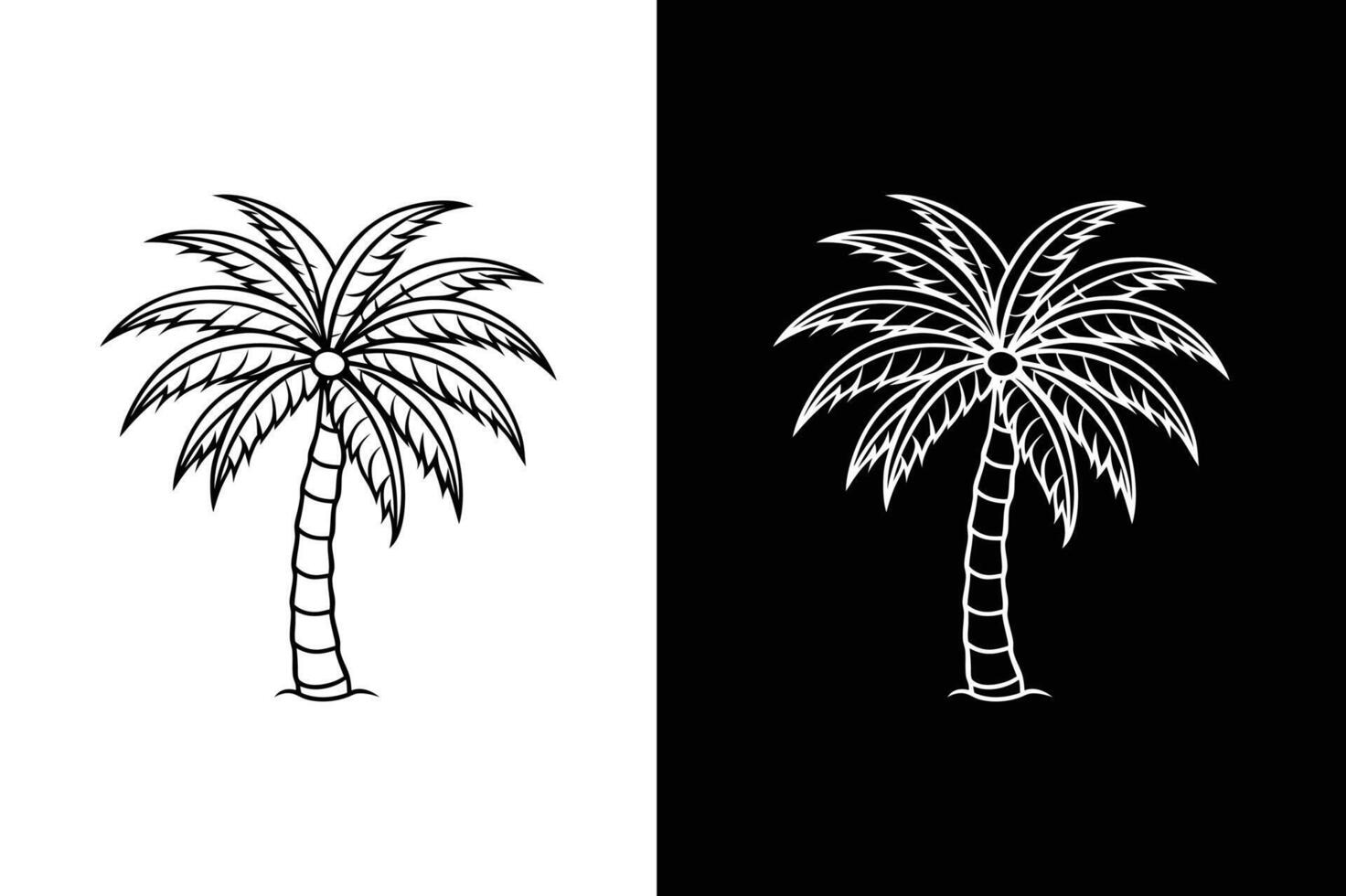 Minimalist Palm Tree Line Icon. Tropical Design in Black and White vector