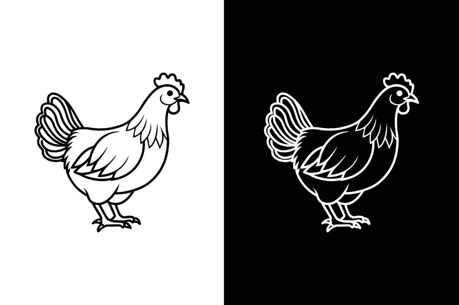 Clean Chicken Line Icon. Flat Graphic Design of a Hen Illustration vector