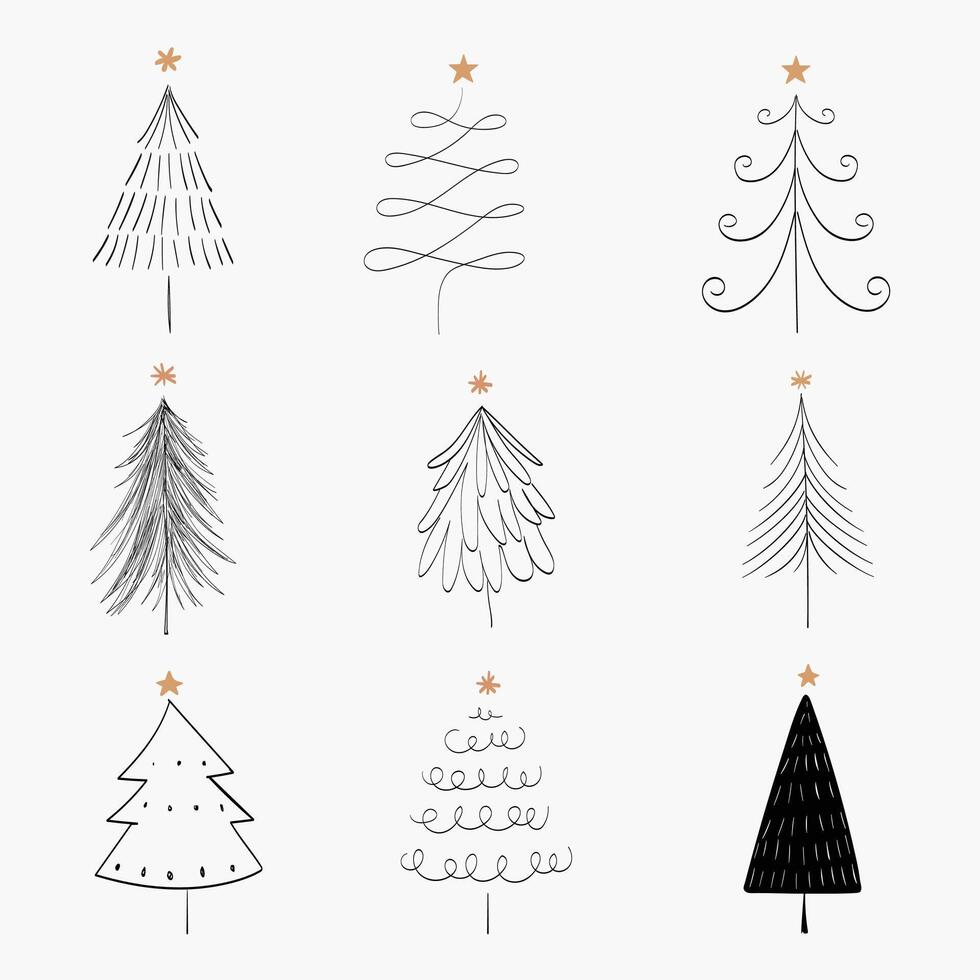 Christmas tree illustration set vector