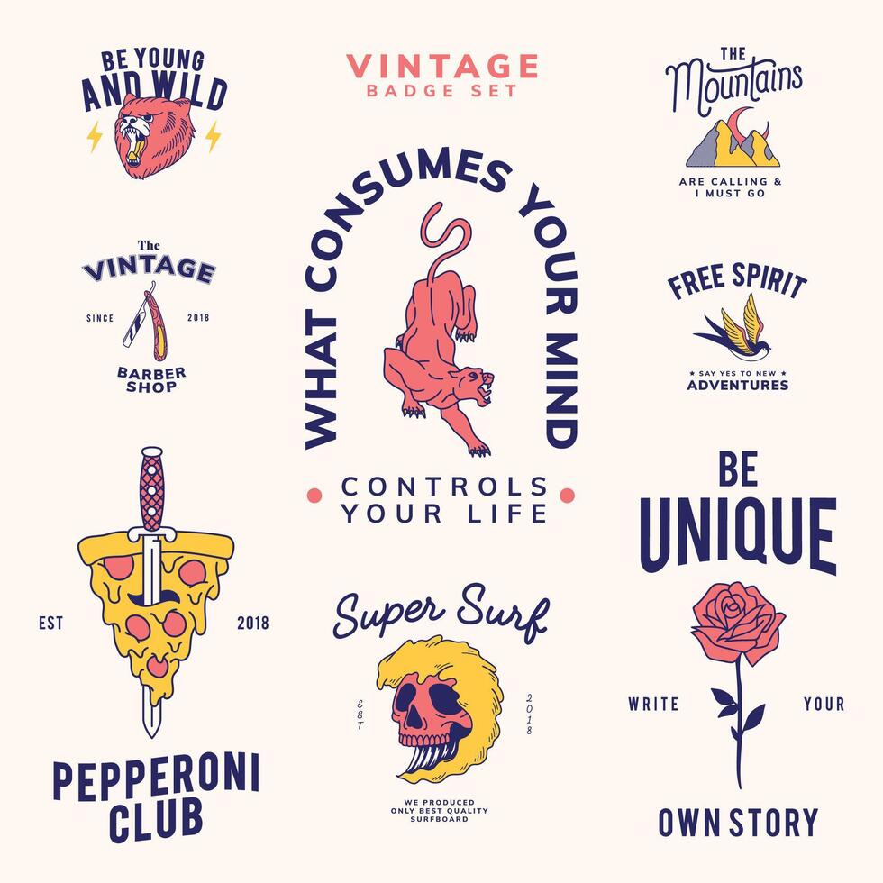 Vintage retro emblems and badges vector