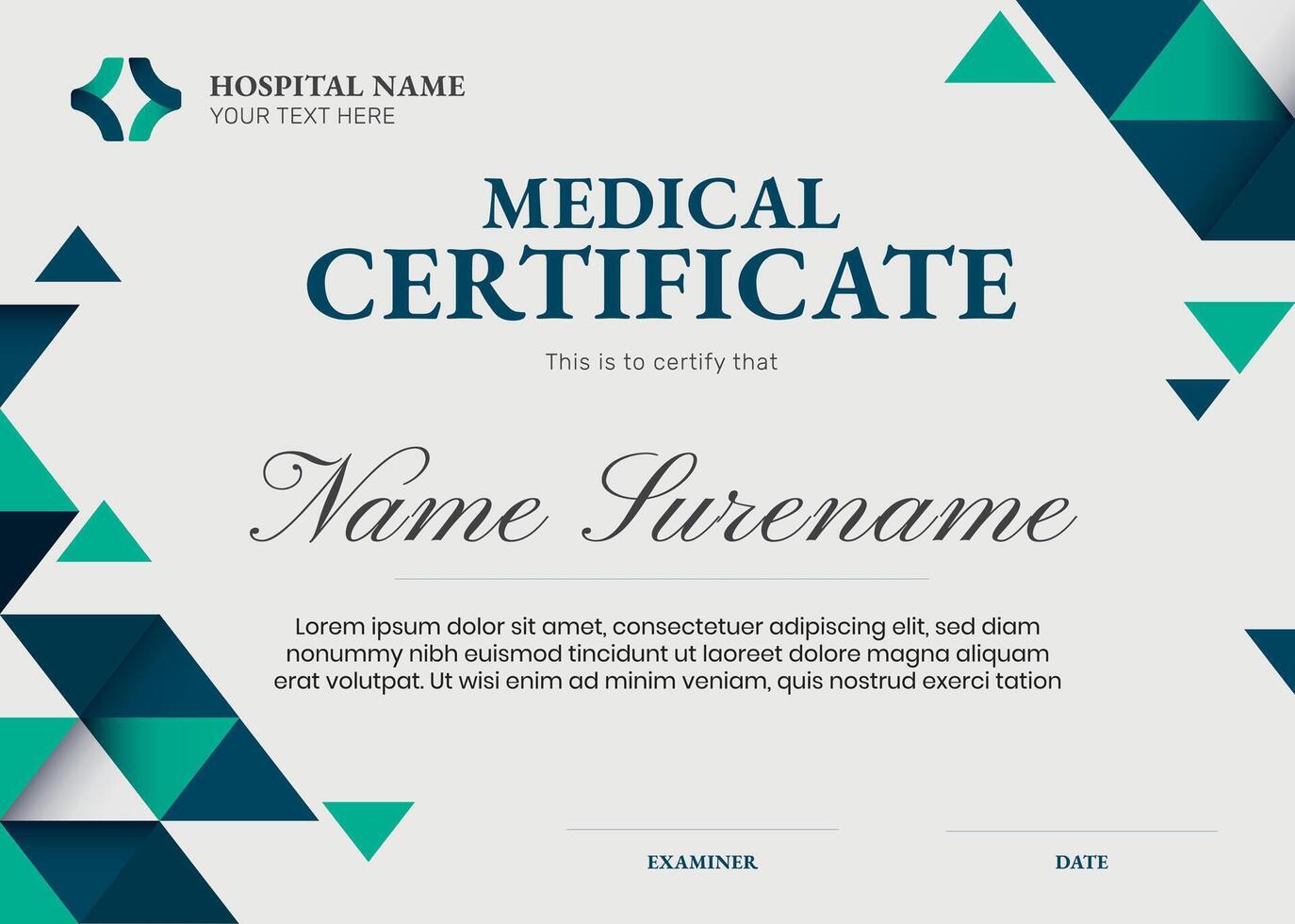 Medical certificate template in abstract design vector