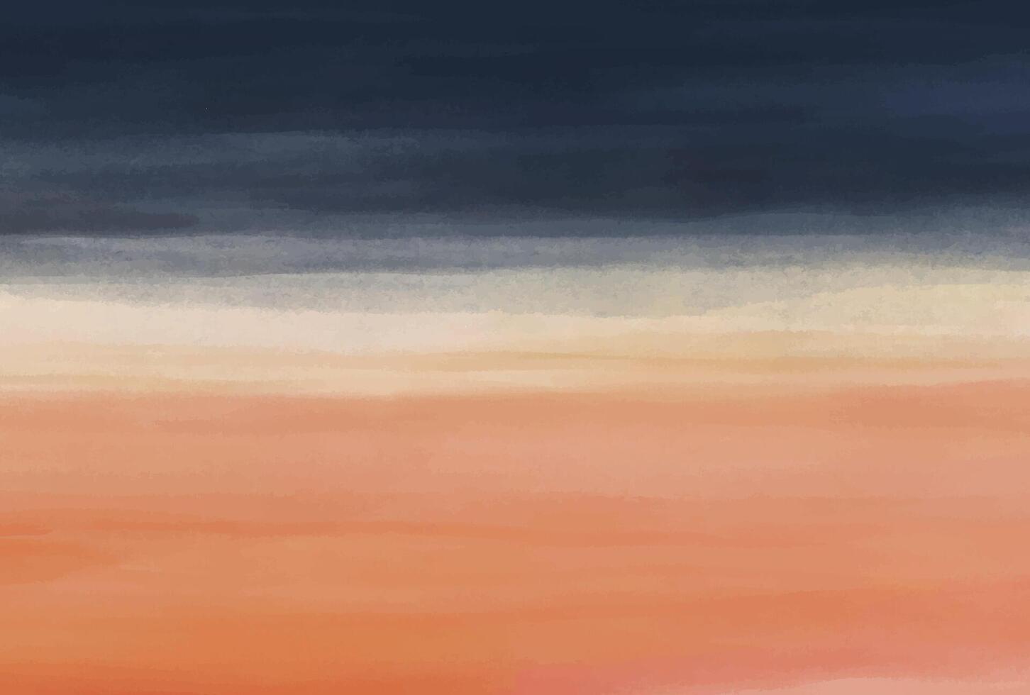 An abstract painting of a sunset with orange, blue and black vector