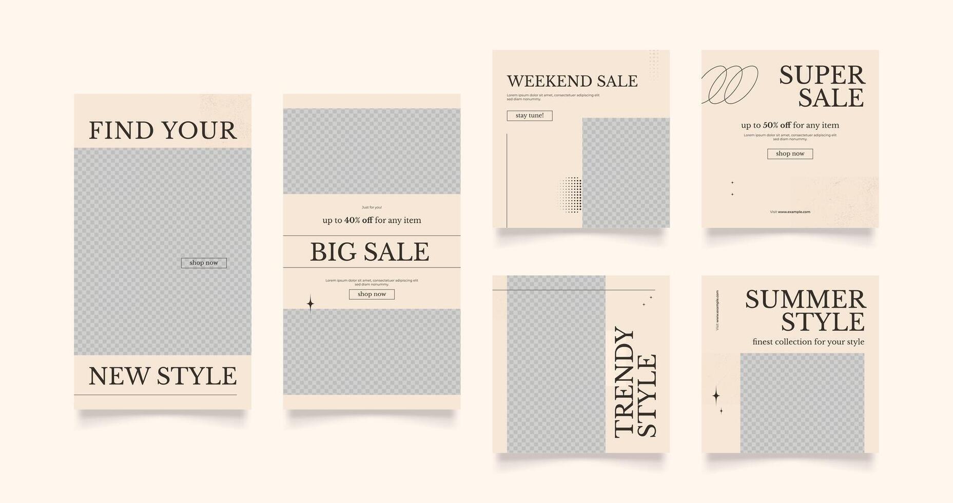 social media template banner fashion sale promotion. fully editable instagram and facebook square post frame puzzle trendy sale poster. brown colored vector