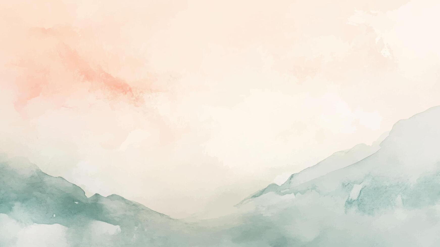 Abstract horizontal watercolor background with hand drawn texture. Brush stroked painting pink green pastel color vector