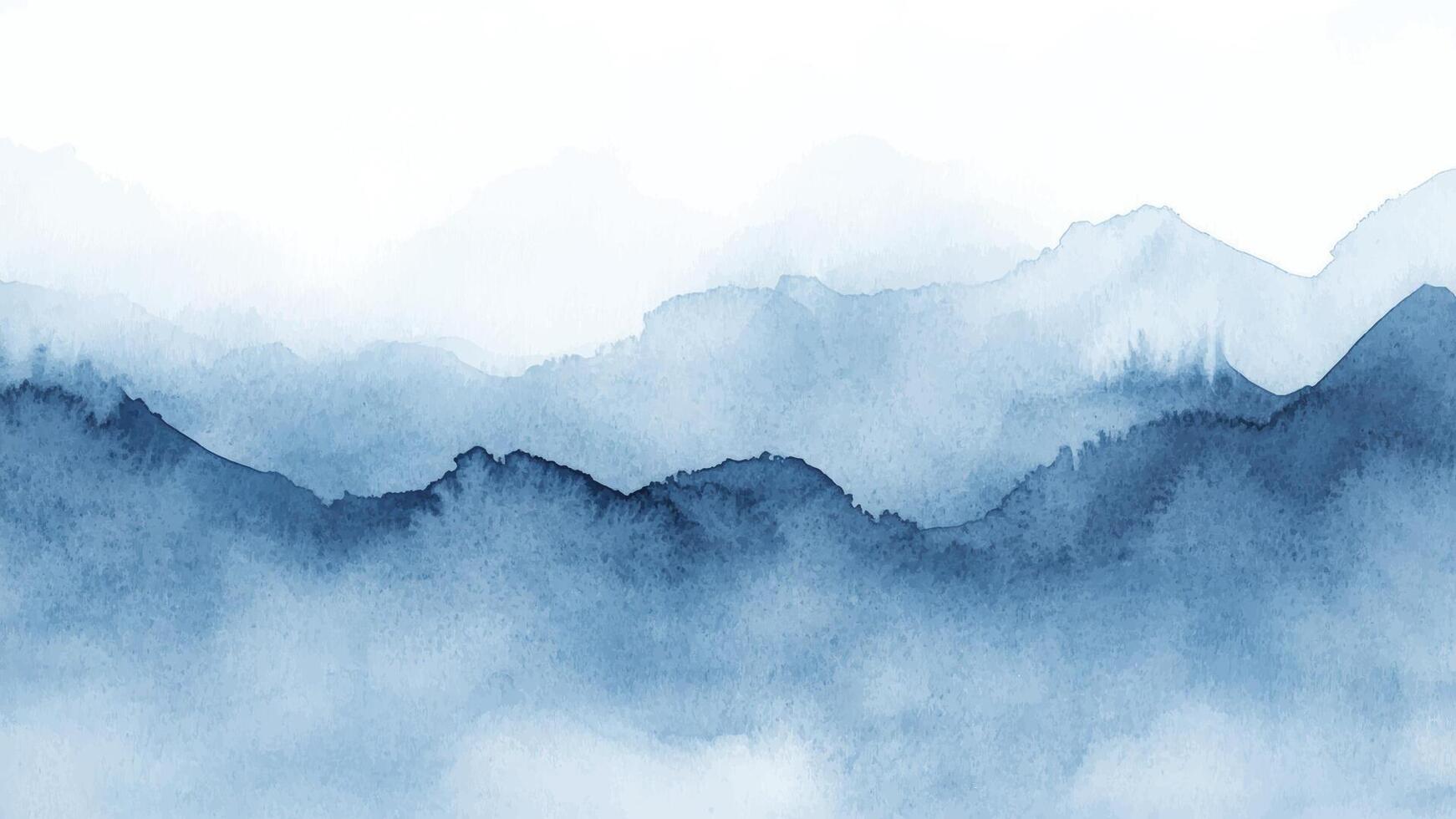 Abstract horizontal watercolor background design. Backdrop Hand drawn texture in blue color. Brush stroked painting pastel color vector