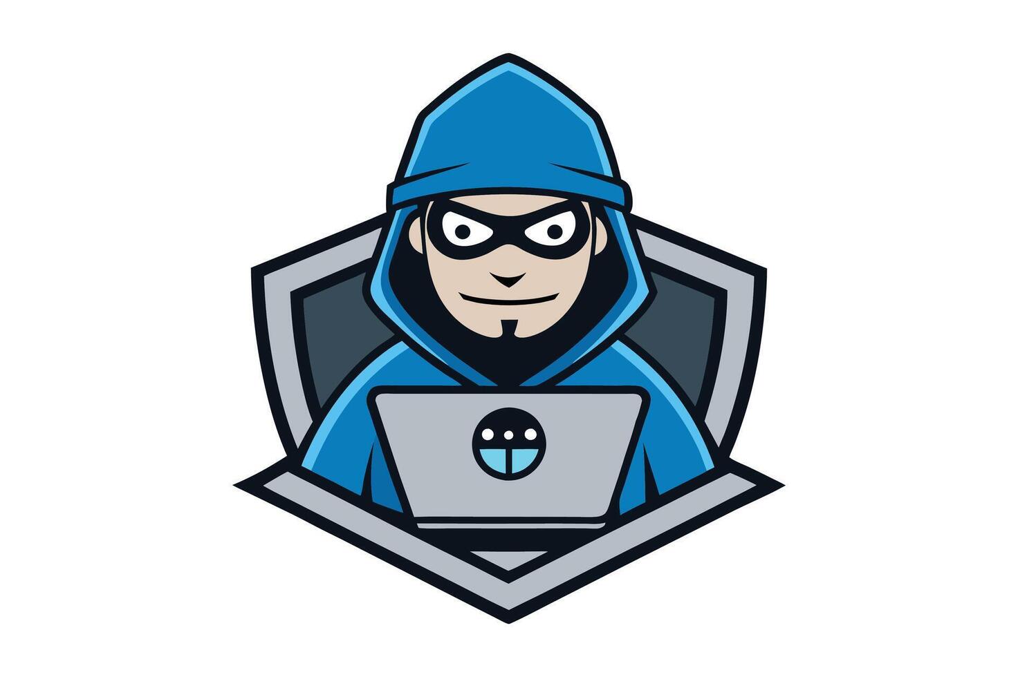 Futuristic Hacking Mascot Logo Design for Cybersecurity and Tech Branding vector