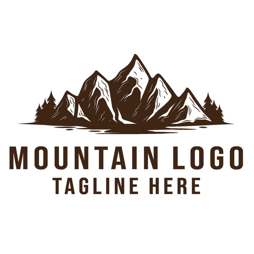 Mountain logo. Combines elements of rocky mountains into one big mountain. Suitable for hiking equipment stores, climbing, slippers and shoe stores. vector
