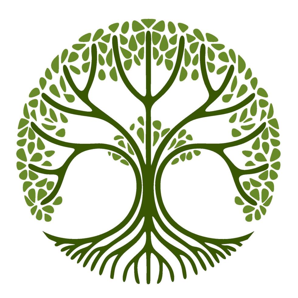 Green oak tree logo. Oak tree element inside a circle. Green makes the logo look fresh. Suitable for health, plants, gardens. vector