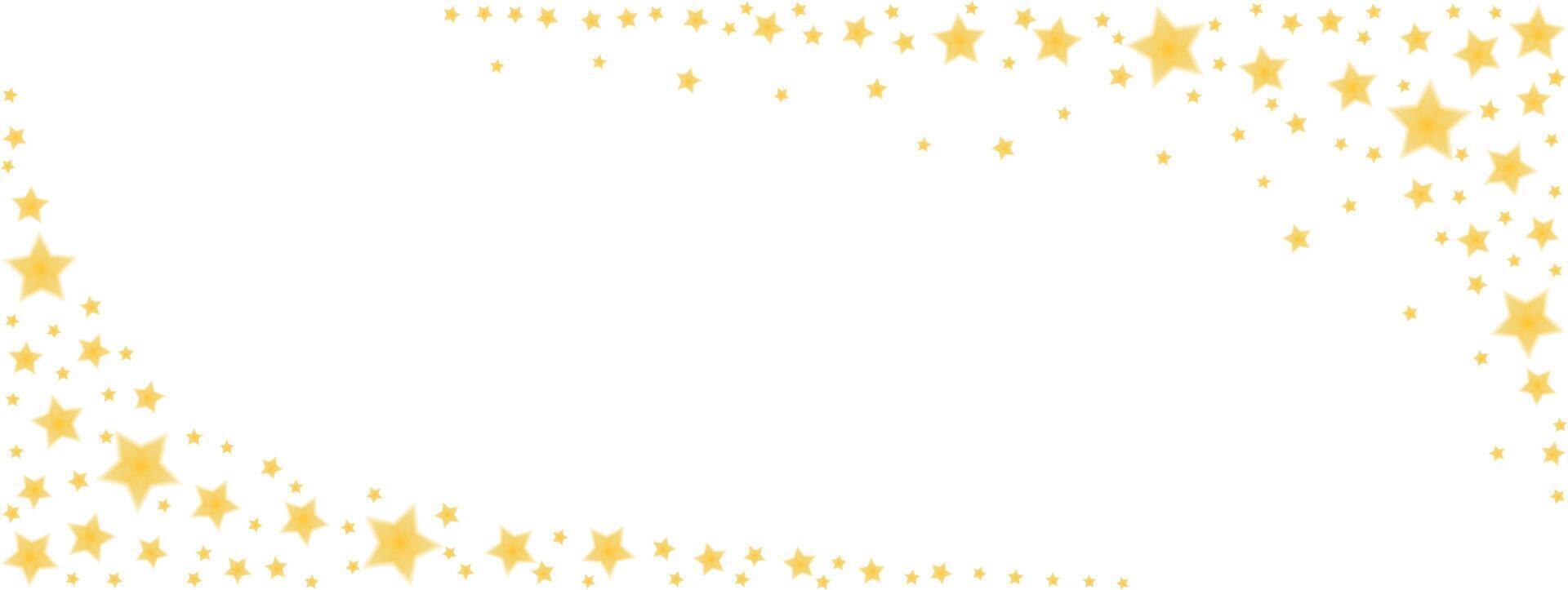 Golden shiny stars with aura , sparkling Christmas confetti banner with frame Shimmering beautiful abstract template. Glowing invitation template. vector