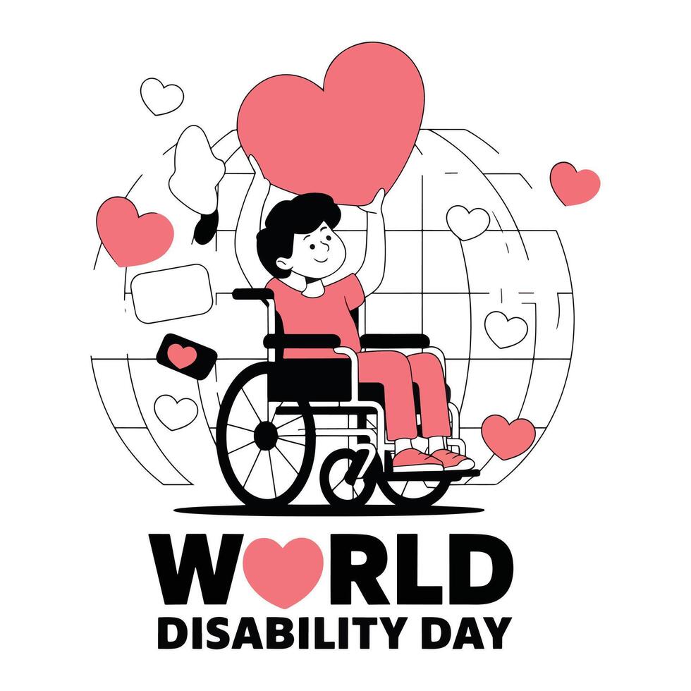 Hearts Around the World Celebrating World Disability Day with Love and Inclusion vector