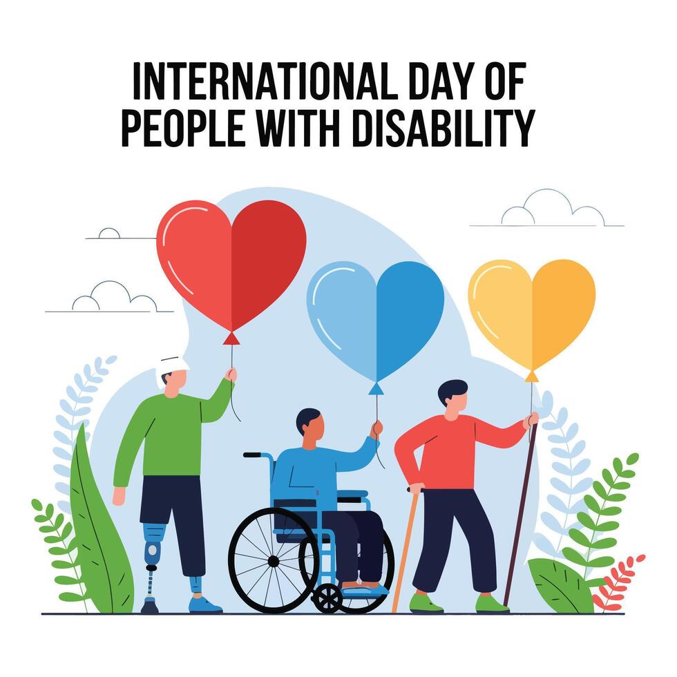 Hearts of Inclusivity Celebrating the International Day of People with Disabilities vector