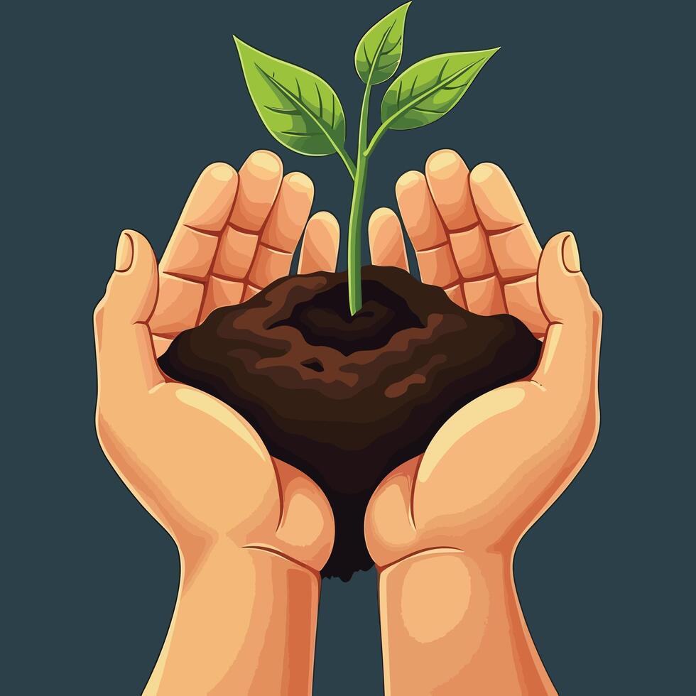 Hands of Growth Celebrating World Soil Day vector