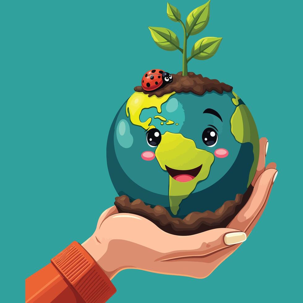 Smiling Earth Celebrating World Soil Day with Love and Care vector
