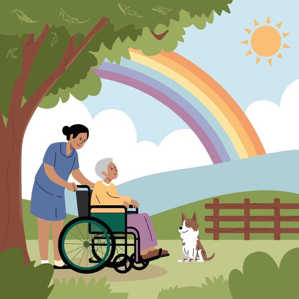 A Day of Care Peaceful Companionship Under the Sun vector