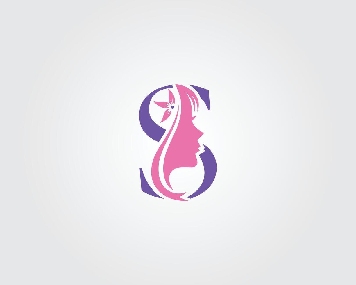 Letter S Beauty Spa With Woman Face Logo Icon Design Template. vector