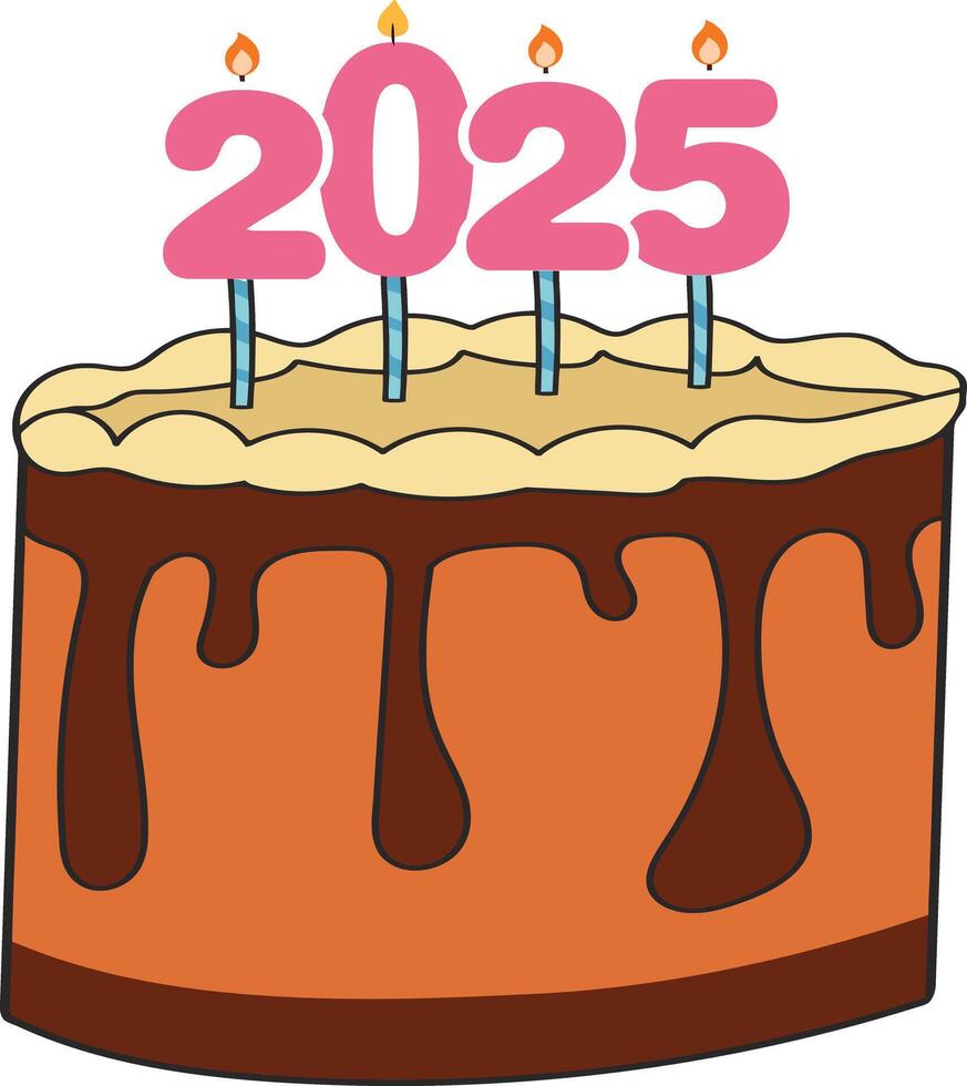 Cake with numbers 2025 and the text Again twenty-five . vector