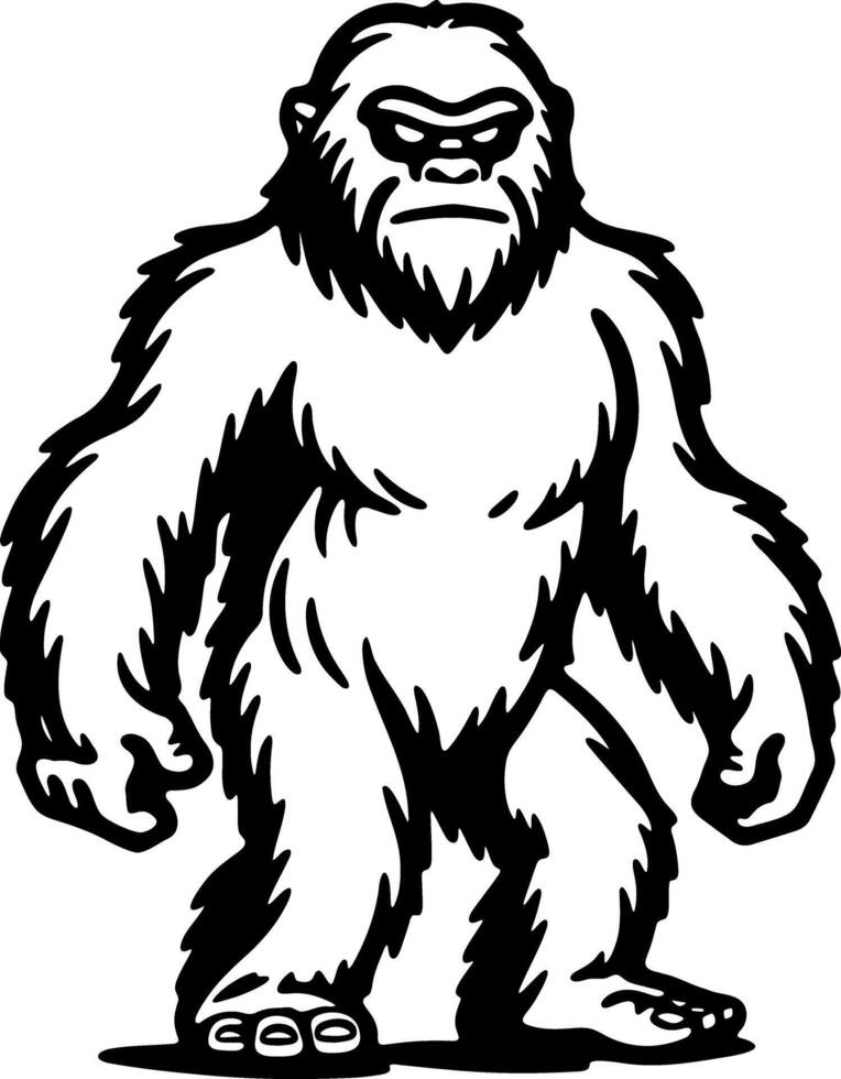 A bigfoot in black and white vector