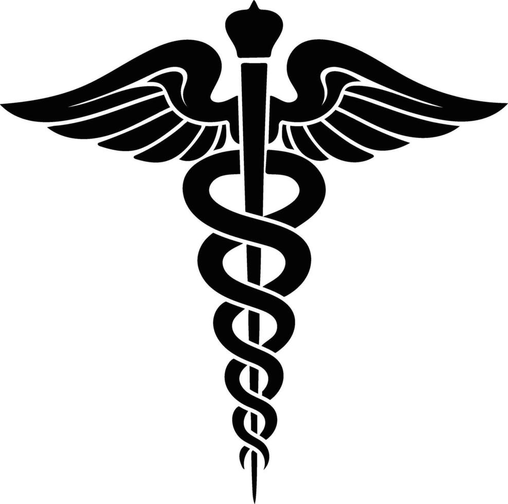Medical sign , Medical symbol Silhouette, Medical Snake Caduceus Logo vector