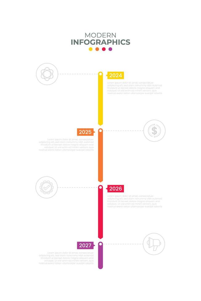 A colorful line graph with the words Modern Infographics written at the top vector