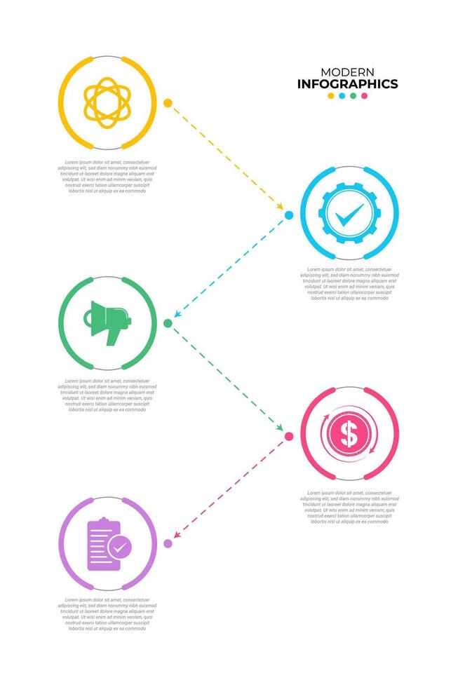 A colorful graphic with a white background and the words Modern Infographics vector