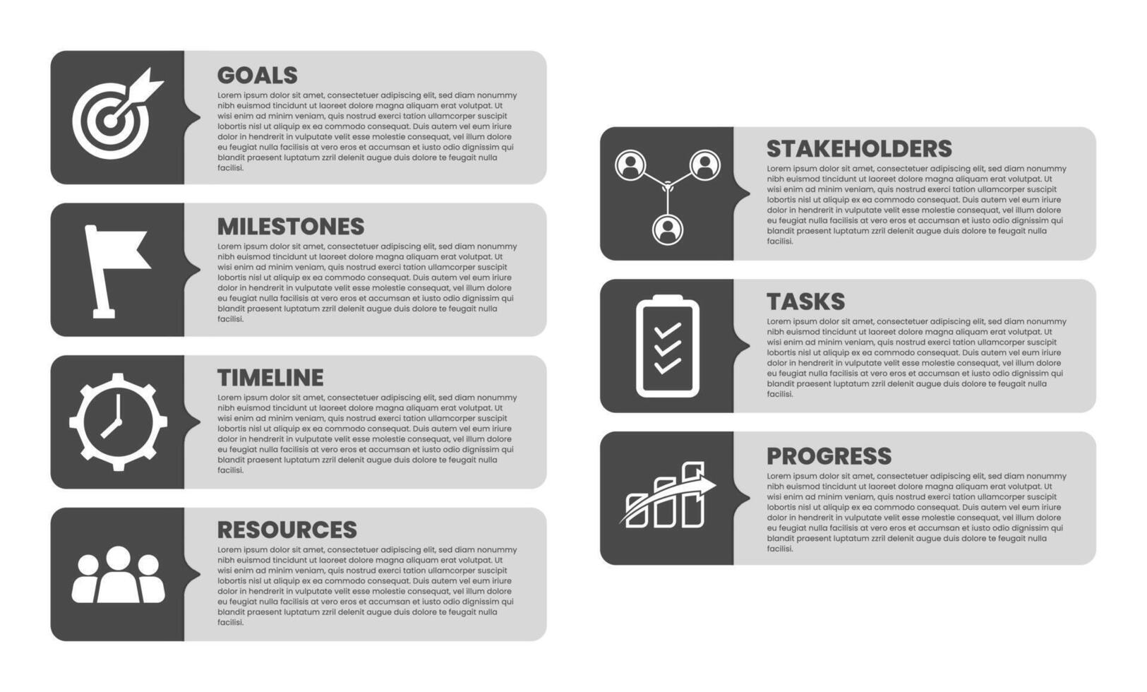 Black and White Infographic Timeline Diagram Box vector